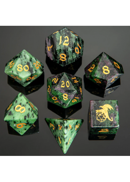 Dragon's Hoard Gemstone Dice - Ruby in Zoisite